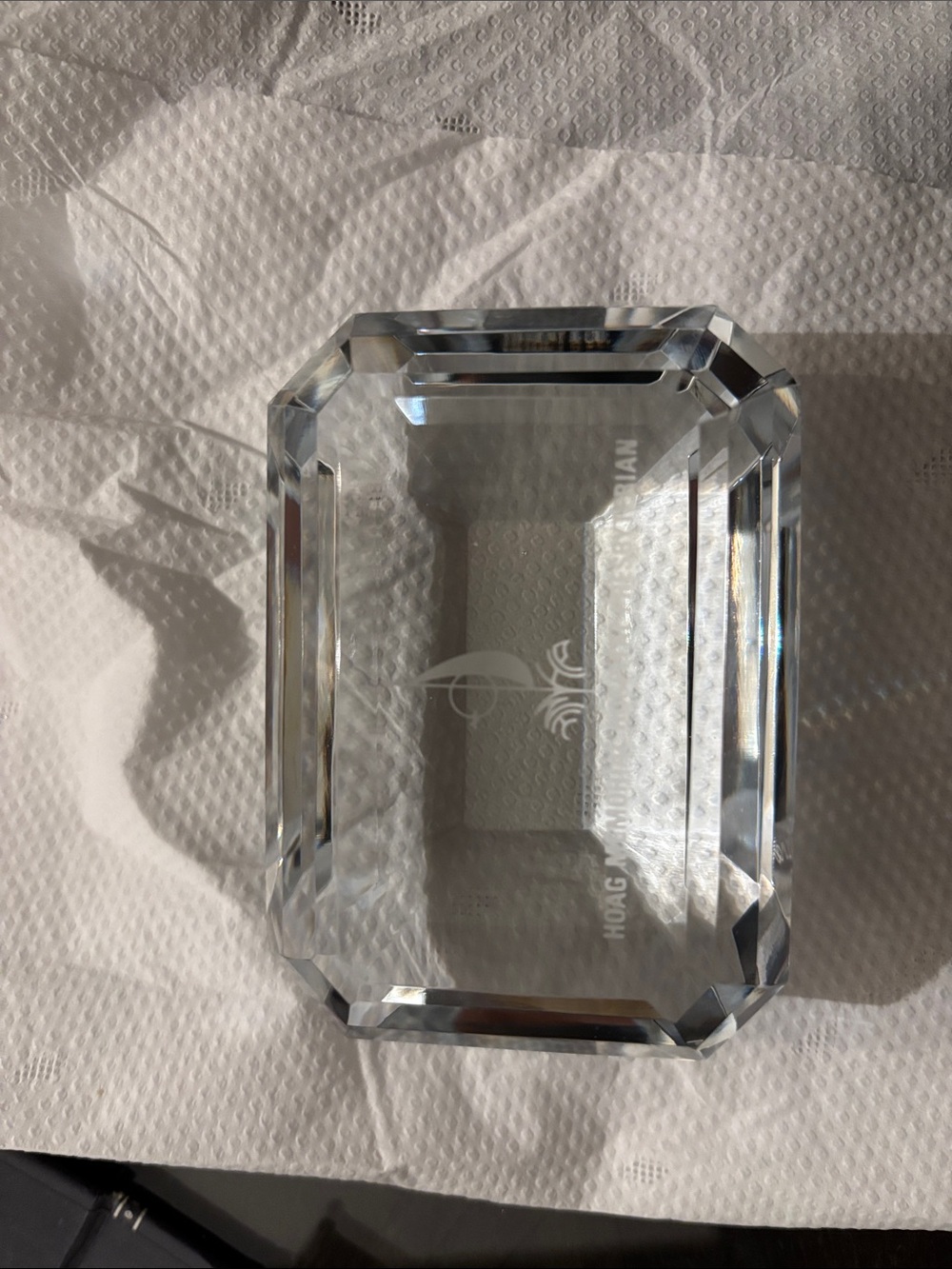 Vintage Tiffany & Co Faceted Emerald cut crystal Paperweight